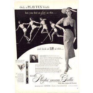 1952 Playtex Fab-Lined Girdle Vintage Print Ad Women Shuffleboard 50s Wall Art